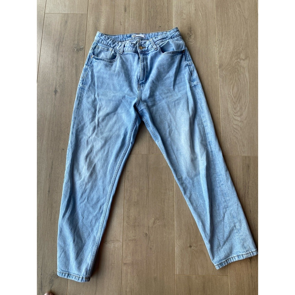 Zara Lightwash‎ Jeans Women's Sz 10 Denim Relaxed Fit High Rise